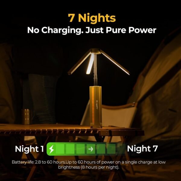 BougeRV Campinglampe mit 15600mAh Leuchtkraft und flexiblem Teleskopdesign begeistert Camper