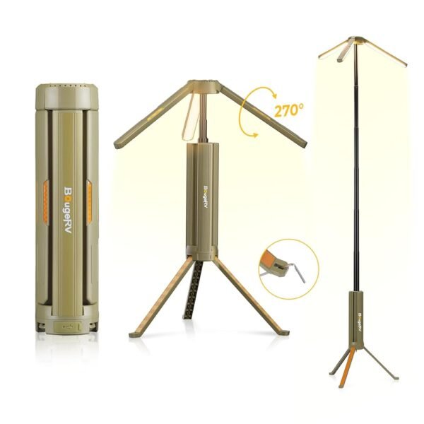 Camping Lamp with 15600 mAh, Rechargeable Camping Light, Adjustable Height and Angle, 4000 lm, IP54 Waterproof, Camping Lantern for Camping, Travel, Emergency