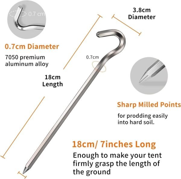 DN DENNOV Aluminium Zeltheringe 18cm robust leicht ideal für Camping und harte Böden