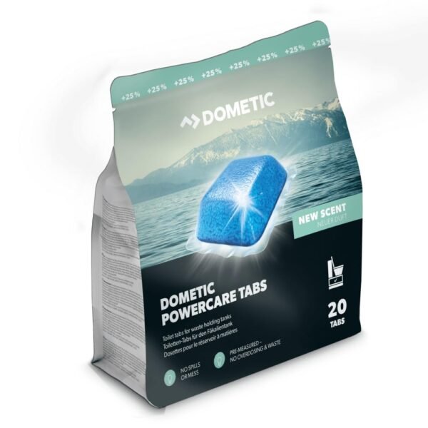 DOMETIC Power-Care für Camping-WCs & Chemietoiletten – Sanitär-Zusatz zersetzt Fäkalien und verhindert unangenehme Gerüche – Alternative zu Sanitärflüssigkeit (20 Tabs für 20...