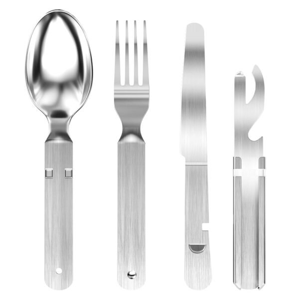 Ghazpmuk 4 Stück Campingbesteck, Edelstahl Besteck, Reisebesteck Camping Edelstahl, Besteck Set, Edelstahl Reisebesteck, Outdoor Reisebesteck Set, für Outdoor, Picknick, Reisen,...