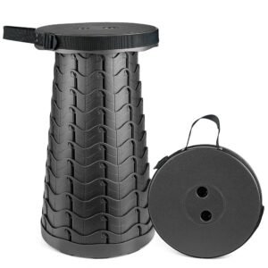 Hesanzol Portable Telescopic Stool, Retractable Folding Stool for Camping, Garden, Fishing, Hiking, Travel, Barbecue, Adjustable Folding Stool, Max Load 180kg