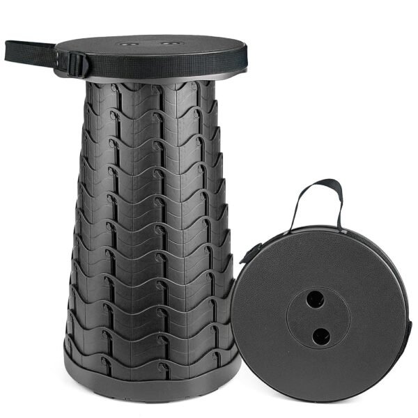 Hesanzol Portable Telescopic Stool, Retractable Folding Stool for Camping, Garden, Fishing, Hiking, Travel, Barbecue, Adjustable Folding Stool, Max Load 180kg
