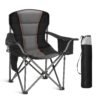HIGH POINT SPORTS Camping Chair Foldable 200 kg Folding Chair Padded with Drink Holders Foldable Fishing Chair XXL with Armrests Outdoor Chair