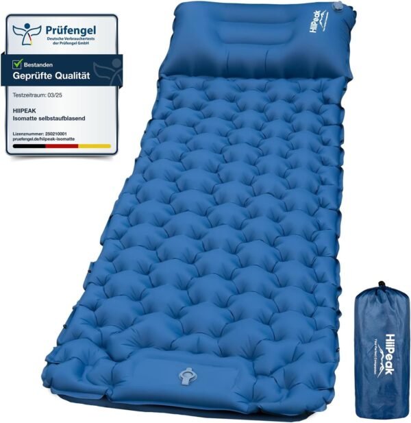 HiiPeak selbstaufblasbare Isomatte mit integrierter Fußpumpe für komfortables Camping