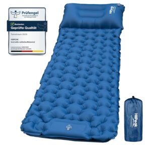 HiiPeak Self-inflating high camping air mattress with integrated pillow, outdoor camping mat, sleeping mat, small pack size with foot pump, air cell mat, inflatable