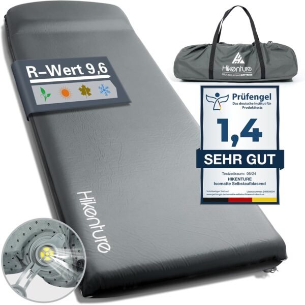 HIKENTURE Isomatte 8cm dick ultrabequem selbstaufblasend perfekt für Camping Outdoor