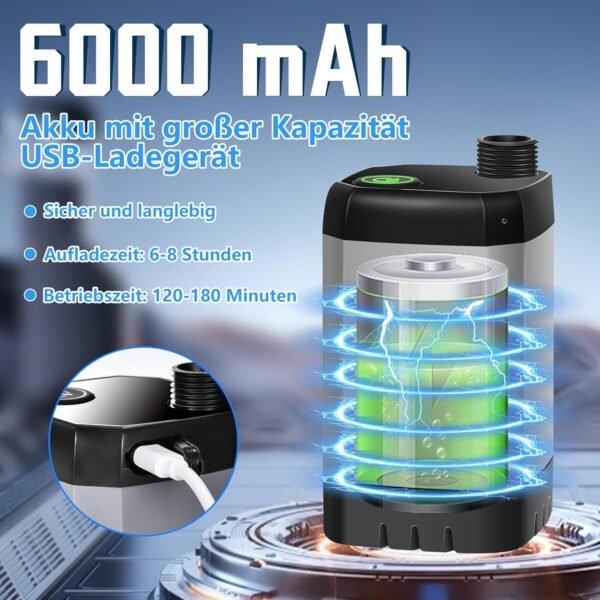 IEEILULU Tragbare Campingdusche mit 6000mAh Akku faltbarem Eimer und Temperaturanzeige perfekt für Outdoor Abenteuer