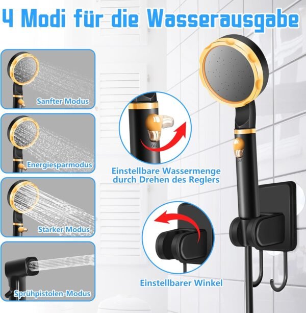 IEEILULU Tragbare Campingdusche mit 6000mAh Akku faltbarem Eimer und Temperaturanzeige perfekt für Outdoor Abenteuer