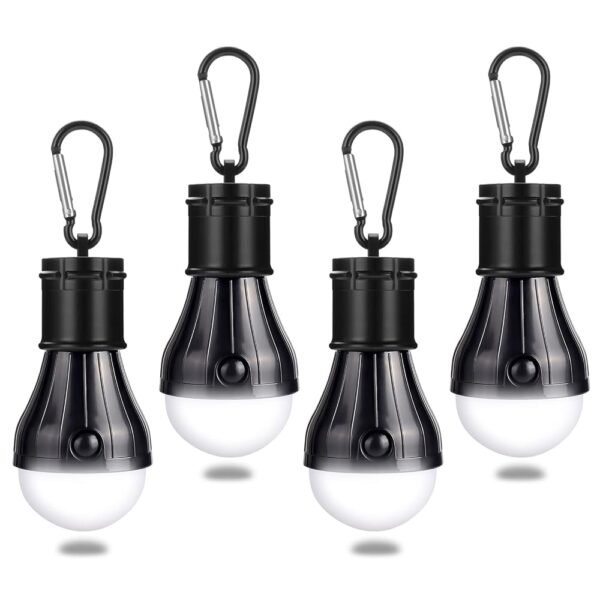 JTENG Camping Lamp with Carabiner Camping Lantern 4 Pieces, Camping LED Tent Lamp, Light Bulb Set, Camping Lamps Waterproof with Carabiner Backpack Light for Adventure, Fishing,...