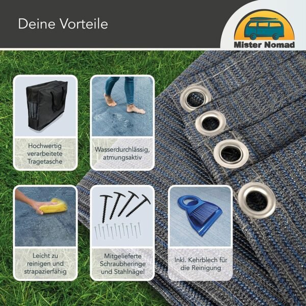 Mr Nomad Vorzeltteppich HDPE robust wetterfest ideal für Wohnwagen Camping