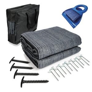 Mr Nomad Vorzeltteppich Hochwertiger, UV-beständiger Campingteppich aus HDPE (300 g/m²) – Perfekter Vorzeltboden für Wohnwagen & Wohnmobil – inkl. Tragetasche & Zubehör
