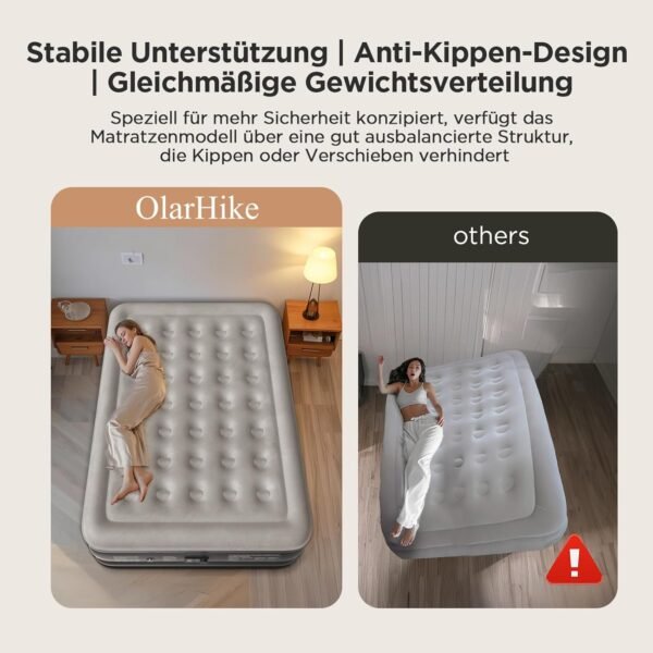 OlarHike Luftbett für 2 Personen mit integrierter Pumpe ideal fürs Camping