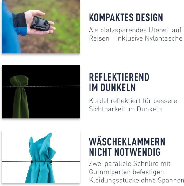 Sea to Summit Clothesline Camping Wäscheleine 3,5 m ohne Wäscheklammern praktisch und kompakt