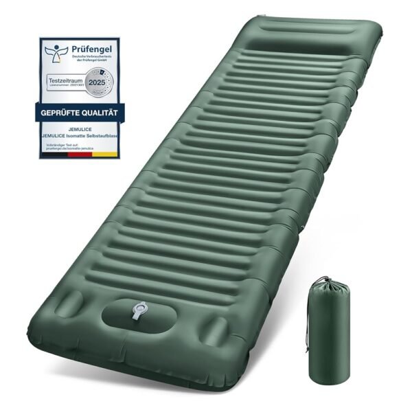 Self-Inflating Sleeping Mat, 12 cm Thickened Inflatable Mattress, Small Pack Size with Foot Press Pump & Cushion, Ultralight Waterproof Air Mattress, Camping, Sleeping Mat...