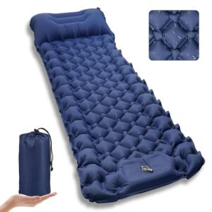 Self-Inflating Sleeping Mat, 9 cm Ultralight Inflatable Air Mattress with Camping Pillow, Portable Compact Camping Mattress, Air Sleeping Mat for Camping, Hiking, Backpacking...