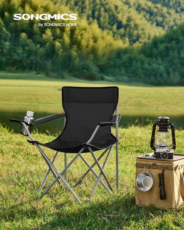 SONGMICS faltbare Campingstühle mit Getränkehalter und stabilem Rahmen ideal fürs Outdoor-Abenteuer