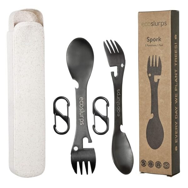 Sporks mit Etui und Trageclip | Titan Camping Besteck fit für Papa| göffel | Löffel | Umweltfreundlicher Baum mit Verkauf gepflanzt (2 Spork)