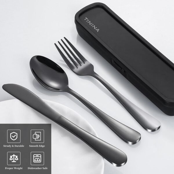 TININA Camping Flatware-B Edelstahl Reisebesteck Set mit robustem Etui für Outdoor Abenteuer