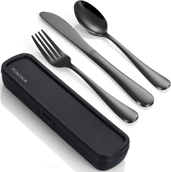 TININA Camping Flatware-B Edelstahl Reisebesteck Set mit robustem Etui für Outdoor Abenteuer