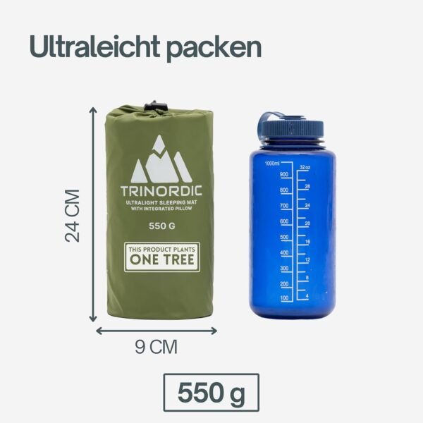 Ultraleichte TRINORDIC Isomatte mit integriertem Kissen ideal fürs Camping