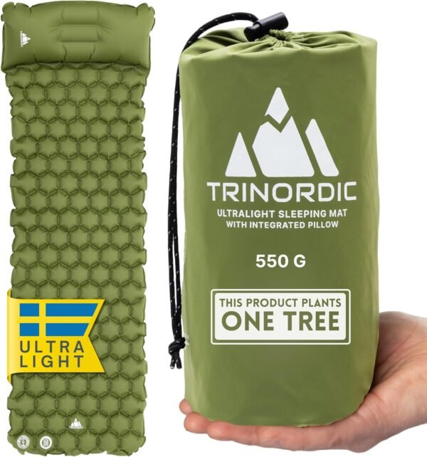 Ultraleichte TRINORDIC Isomatte mit integriertem Kissen ideal fürs Camping