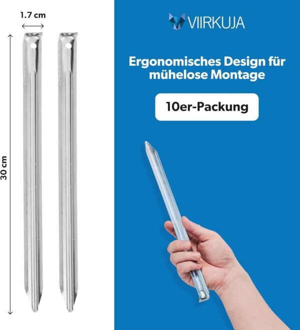 Viirkuja Zeltheringe 30cm robust für Hartboden und weichen Sand Camping Zubehör Set