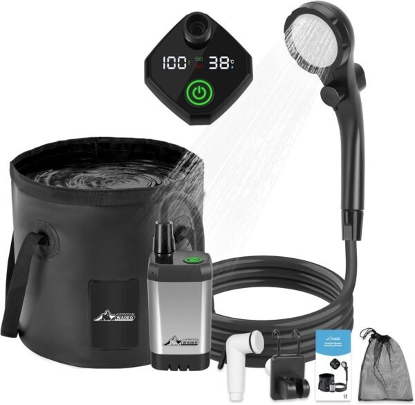 WADEO Campingdusche mit Akku und 20L Behälter perfekt für Outdoor Abenteuer