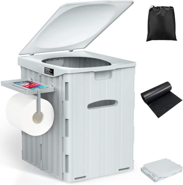 WADEO Tragbare Campingtoilette faltbar bis 200 kg mit praktischem Toilettenpapierhalter