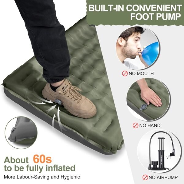 WARMTUYO Camping Sleeping Pad 12cm dicke selbstaufblasbare Isomatte wasserdicht und robust