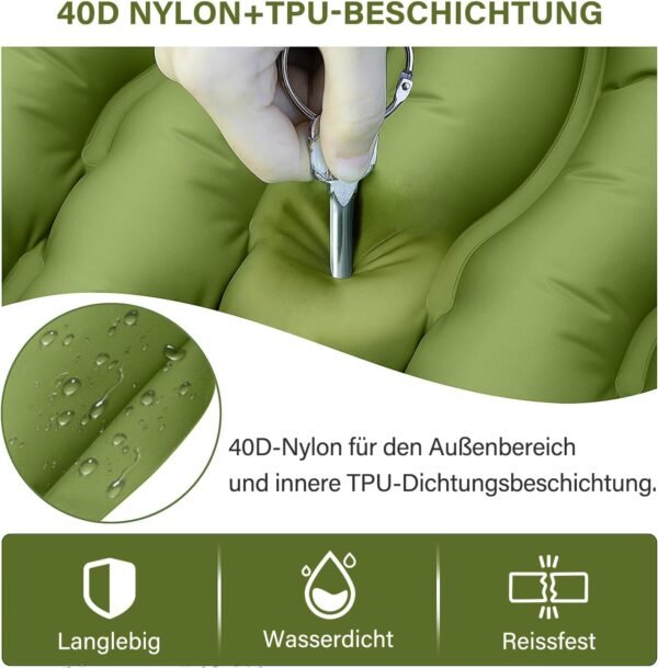 Yuzonc selbstaufblasende Campingmatratze mit Fußpumpe und integriertem Kissen perfekt für Outdoor-Abenteuer