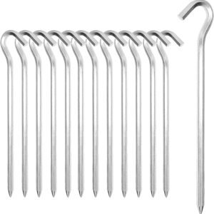 Zeltheringe, 【14/26Packung】 Heavy-Duty 18cm Zelt Heringe Metall Zelthaken Aluminium Heringe Erdnägel für Harte Böden, ideal für Garten, Camping, Angeln und Zelten (14, Silber)